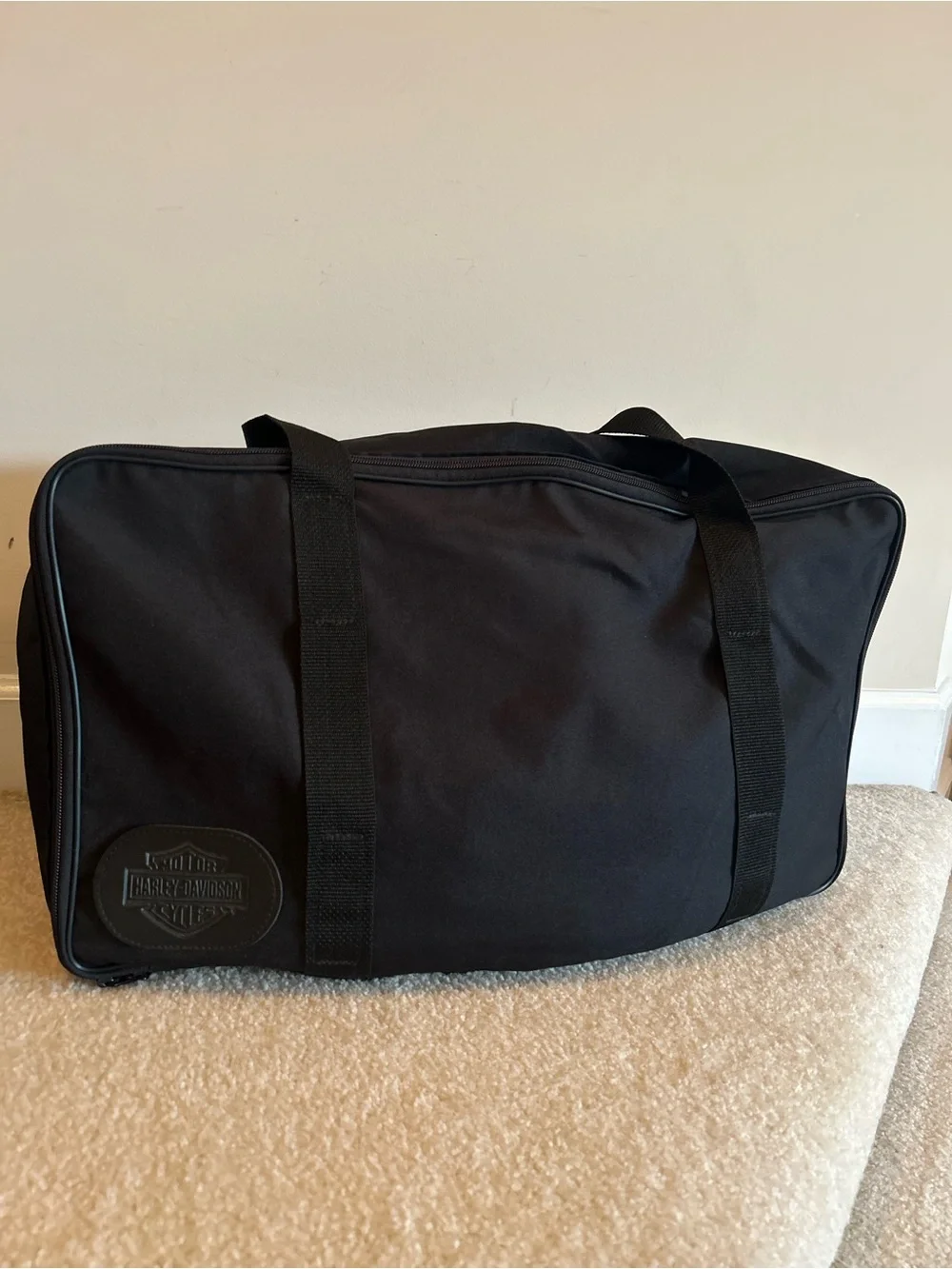 Vintage Harley-Davidson Black Canvas Large Travel Duffle Bag EUC 21x12x10